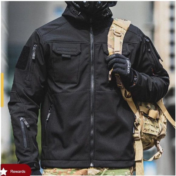 Men's Softshell Black Size M Waterproof All Terrain Tactical 5-IN-1 Jacket NWT - Picture 1 of 2